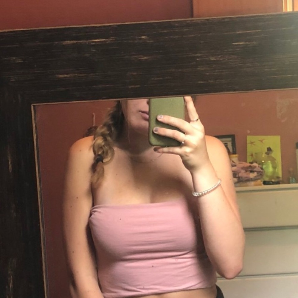 Brandy Melville strapless pink top